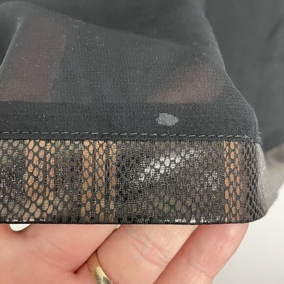 Sheer Black Rectangle Bronze Faux Snakeskin Trim Cocktail Dress Scarf - Picture 2 of 4